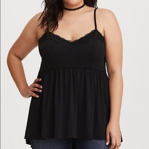 Torrid Baby Doll Cami, Black, Size 0, Adj. Strap